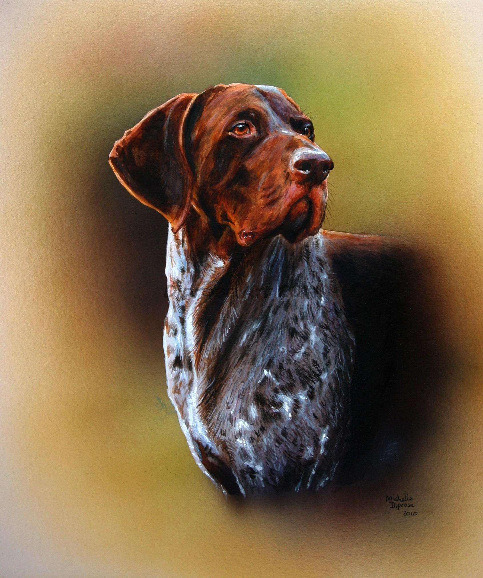 This is my own dog - my hero - acrylics on board - approx A3 - I use him as my logo because he is the love of my life