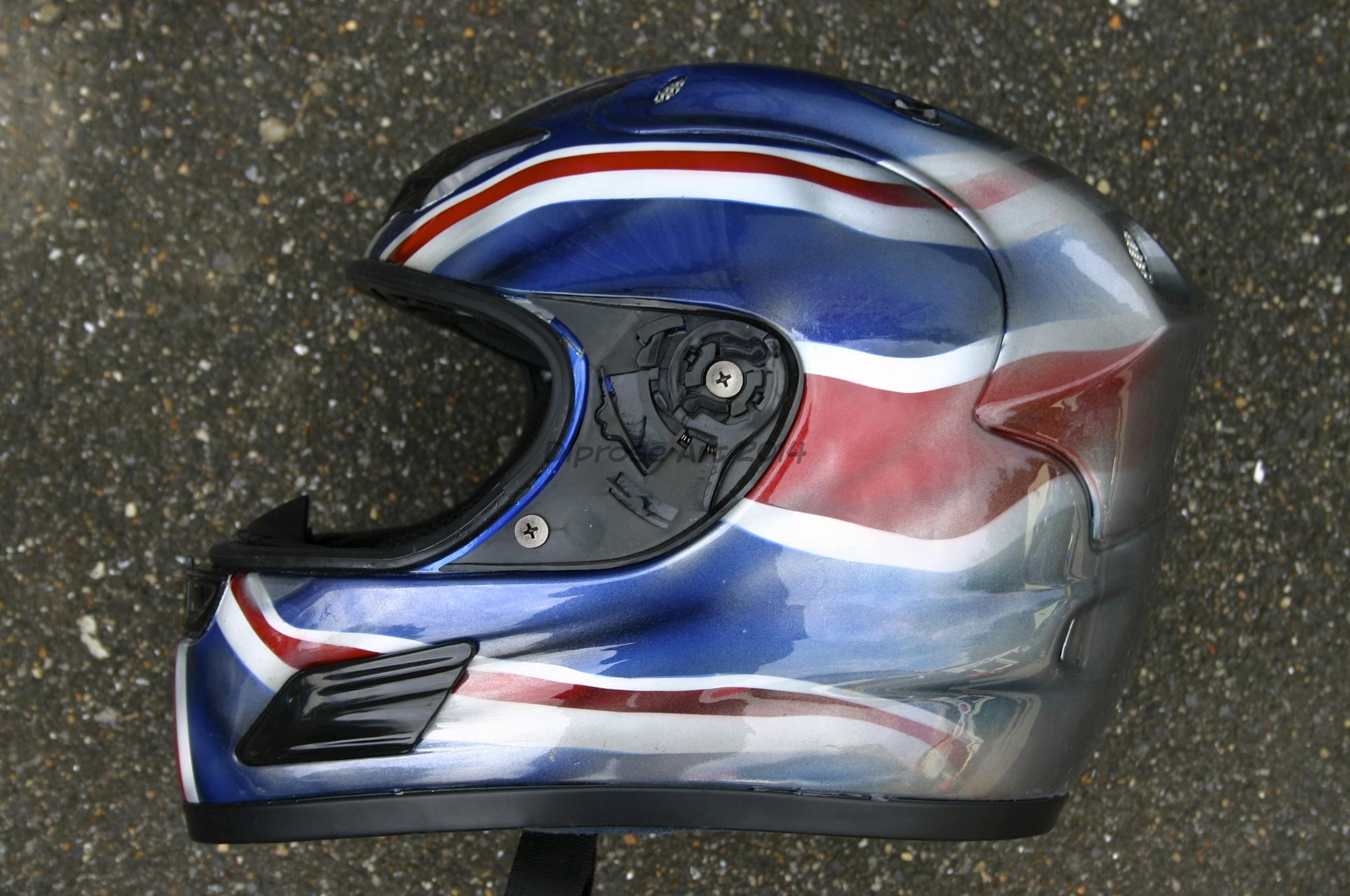 automotive customisation - Crash helmet - Union Jack flag wavy design - all over lid.