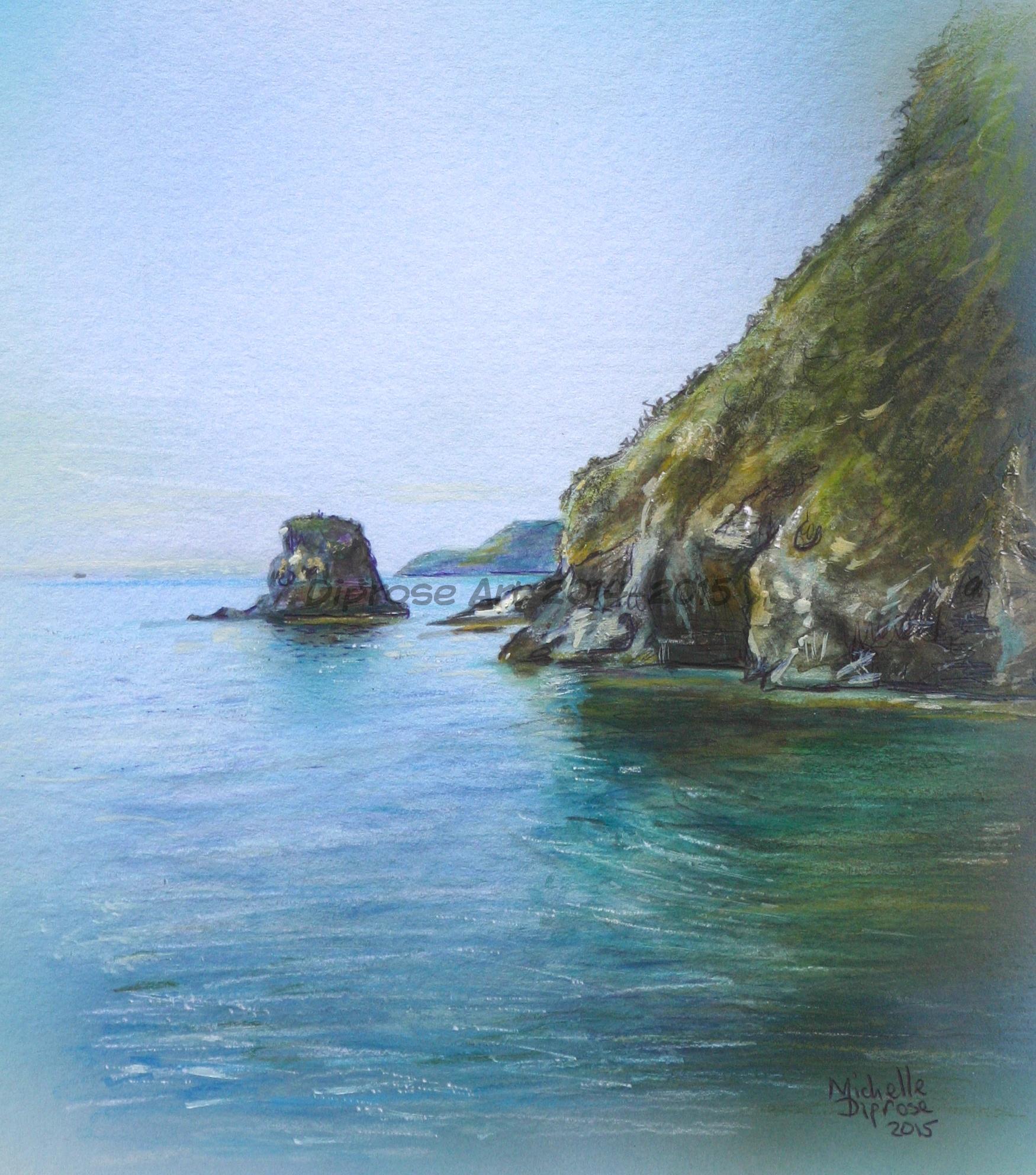 Watercolour seascape of a view from Charlestown in Cornwall which was done as a special gift for my friend Neil